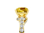 Cushion Cut Yellow Sapphire Solitaire Ring in Yellow gold with Crossover Gallery and Round Pavé Band_5