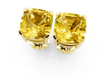 Cushion Cut Yellow Sapphire Stud Earrings in Yellow gold with Basket Setting_1