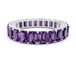 Emerald Cut Amethyst Eternity Band in Platinum with Aligned Shared Prong Setting