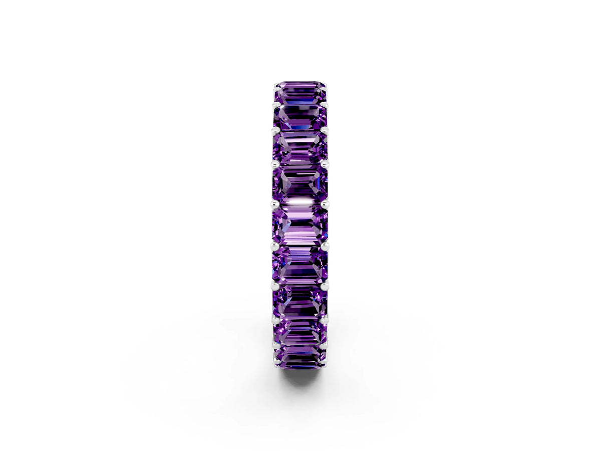 Emerald Cut Amethyst Eternity Band in Platinum with Aligned Shared Prong Setting_2