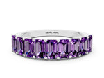Emerald Cut Amethyst Eternity Band in Platinum with Prong Setting