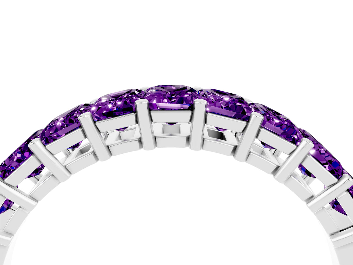 Emerald Cut Amethyst Eternity Band in Platinum with Prong Setting_4