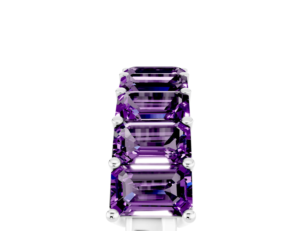 Emerald Cut Amethyst Eternity Band in Platinum with Prong Setting_5