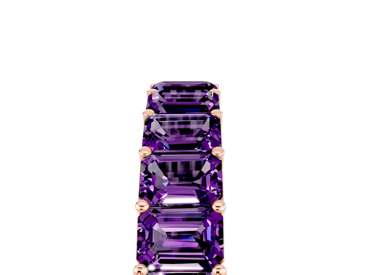 Emerald Cut Amethyst Eternity Band in Rose gold with Aligned Shared Prong Setting_5