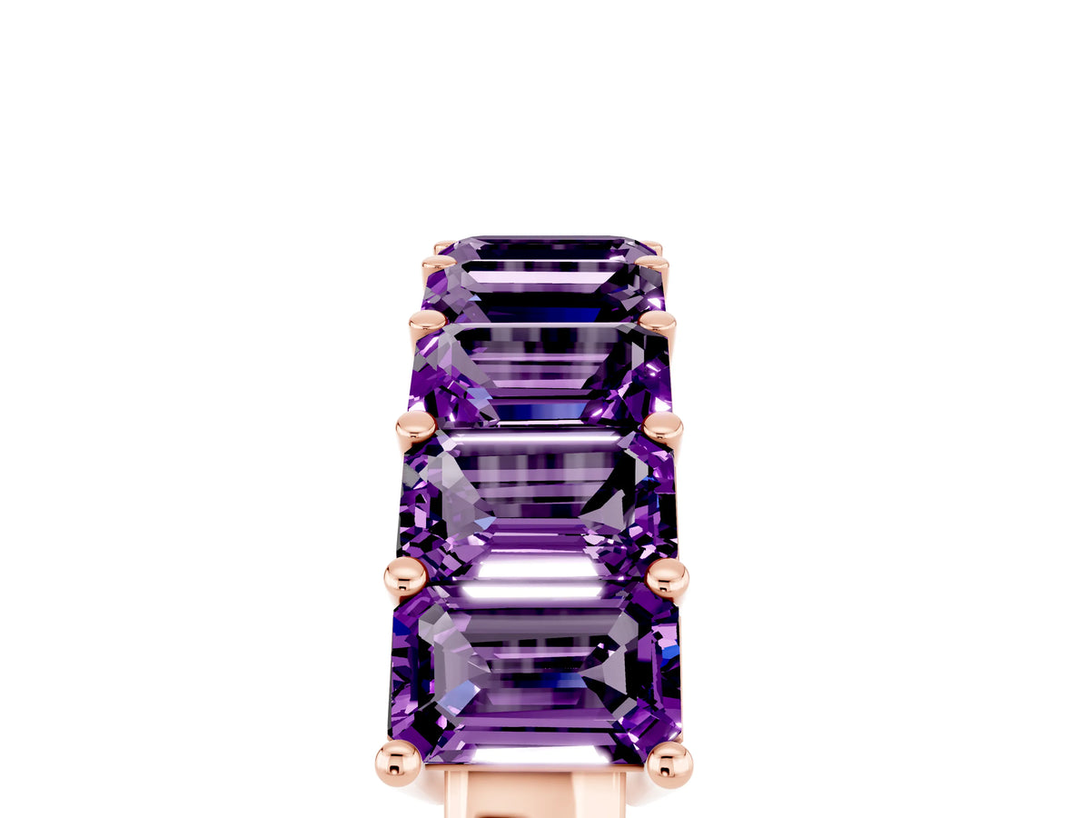 Emerald Cut Amethyst Eternity Band in Rose gold with Prong Setting_5