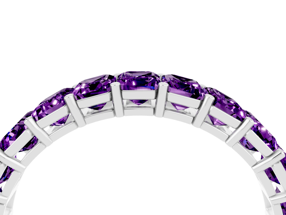 Emerald Cut Amethyst Eternity Band in White gold with Aligned Shared Prong Setting_4