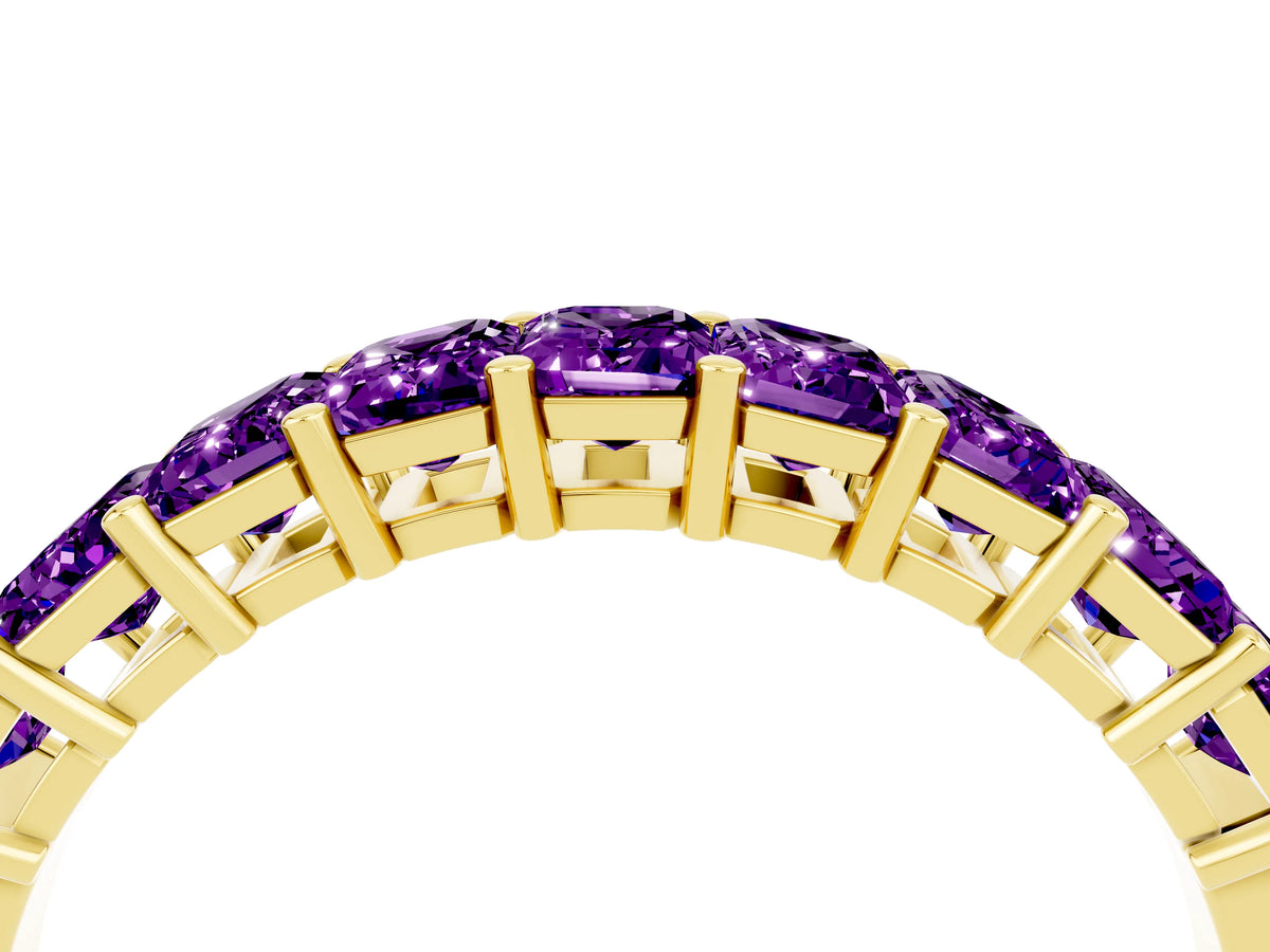 Emerald Cut Amethyst Eternity Band in Yellow gold with Prong Setting_4