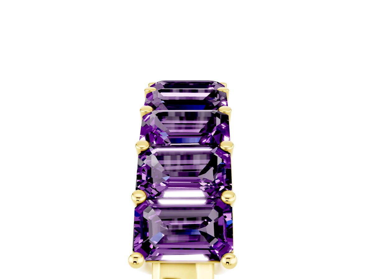 Emerald Cut Amethyst Eternity Band in Yellow gold with Prong Setting_5