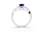 Emerald Cut Amethyst Solitaire Ring in White gold with Interwoven Pavé Band and Prong Setting_3