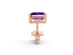 Emerald Cut Amethyst Stud Earrings in Rose gold with Basket Setting_2