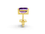 Emerald Cut Amethyst Stud Earrings in Yellow gold with Basket Setting_2