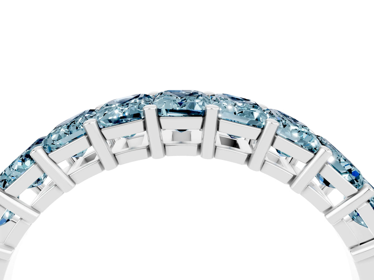 Emerald Cut Aquamarine Eternity Band in Platinum with Prong Setting_4