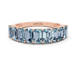 Emerald Cut Aquamarine Eternity Band in Rose gold with Prong Setting