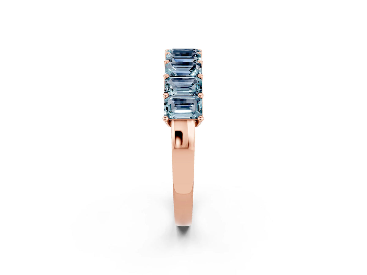 Emerald Cut Aquamarine Eternity Band in Rose gold with Prong Setting_2
