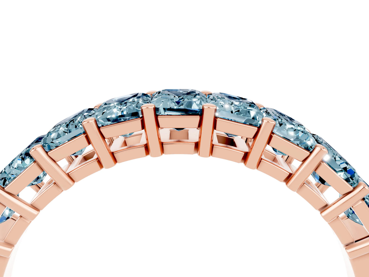 Emerald Cut Aquamarine Eternity Band in Rose gold with Prong Setting_4