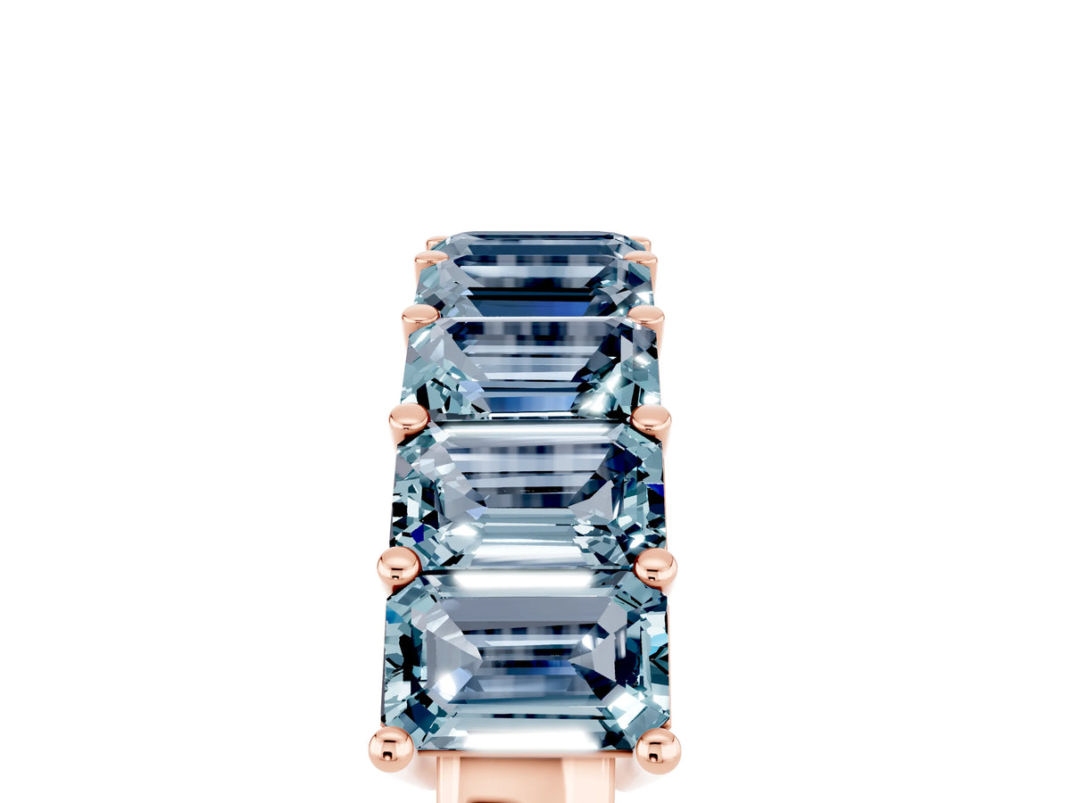 Emerald Cut Aquamarine Eternity Band in Rose gold with Prong Setting_5