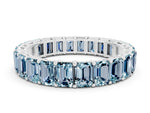 Emerald Cut Aquamarine Eternity Band in Silver with Aligned Shared Prong Setting
