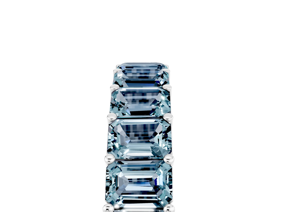 Emerald Cut Aquamarine Eternity Band in Silver with Aligned Shared Prong Setting_5