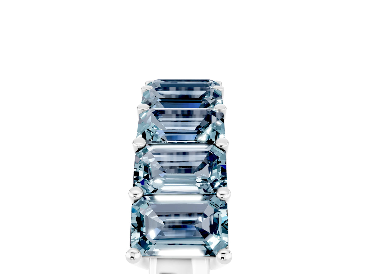 Emerald Cut Aquamarine Eternity Band in White gold with Prong Setting_5