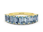 Emerald Cut Aquamarine Eternity Band in Yellow gold with Prong Setting