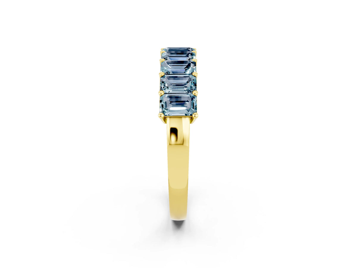 Emerald Cut Aquamarine Eternity Band in Yellow gold with Prong Setting_2