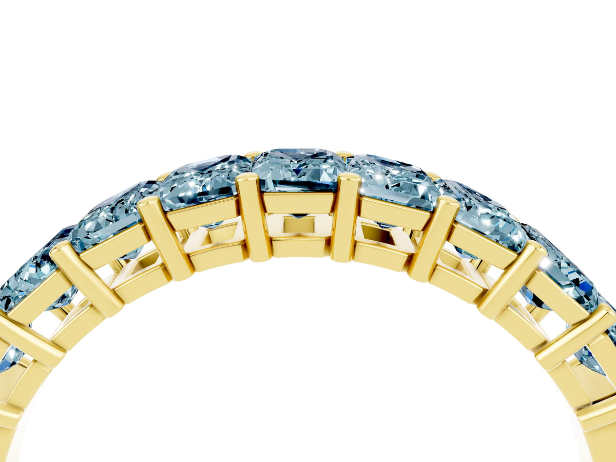 Emerald Cut Aquamarine Eternity Band in Yellow gold with Prong Setting_4