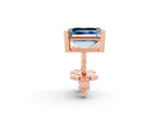Emerald Cut Aquamarine Stud Earrings in Rose gold with Basket Setting_2
