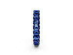 Emerald Cut Blue Sapphire Eternity Band in Platinum with Aligned Shared Prong Setting_2