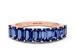 Emerald Cut Blue Sapphire Eternity Band in Rose gold with Prong Setting