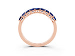Emerald Cut Blue Sapphire Eternity Band in Rose gold with Prong Setting_3
