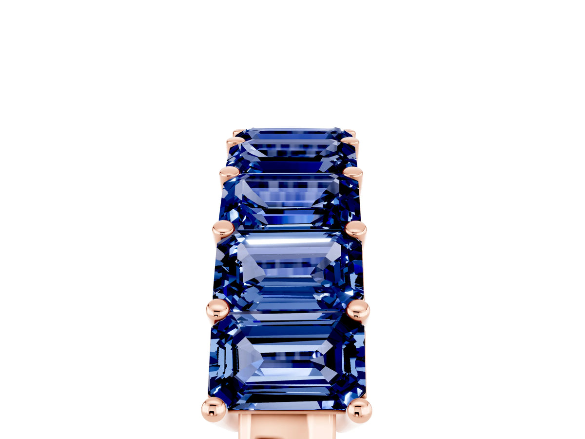 Emerald Cut Blue Sapphire Eternity Band in Rose gold with Prong Setting_5