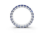 Emerald Cut Blue Sapphire Eternity Band in Silver with Aligned Shared Prong Setting_3