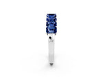 Emerald Cut Blue Sapphire Eternity Band in Silver with Prong Setting_2