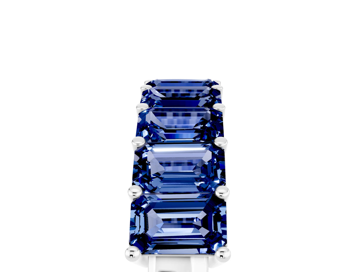Emerald Cut Blue Sapphire Eternity Band in Silver with Prong Setting_5