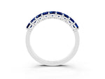 Emerald Cut Blue Sapphire Eternity Band in White gold with Prong Setting_3