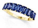 Emerald Cut Blue Sapphire Eternity Band in Yellow gold with Prong Setting_1