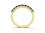 Emerald Cut Blue Sapphire Eternity Band in Yellow gold with Prong Setting_3
