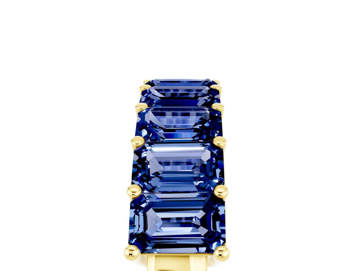 Emerald Cut Blue Sapphire Eternity Band in Yellow gold with Prong Setting_5