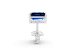 Emerald Cut Blue Sapphire Stud Earrings in White gold with Basket Setting_2