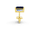 Emerald Cut Blue Sapphire Stud Earrings in Yellow gold with Basket Setting_2