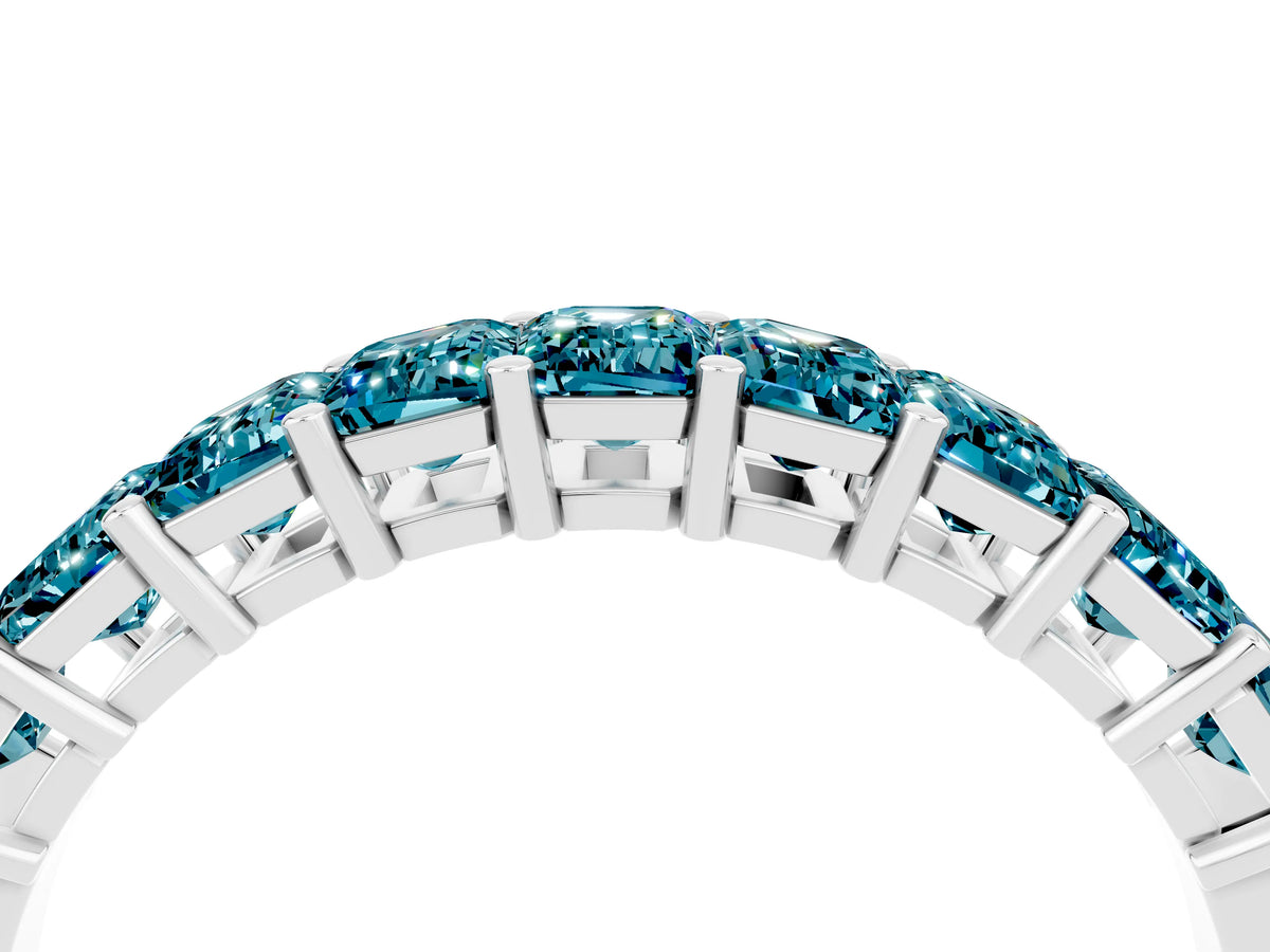 Emerald Cut Blue Topaz Eternity Band in Platinum with Prong Setting_4