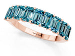 Emerald Cut Blue Topaz Eternity Band in Rose gold with Prong Setting_1