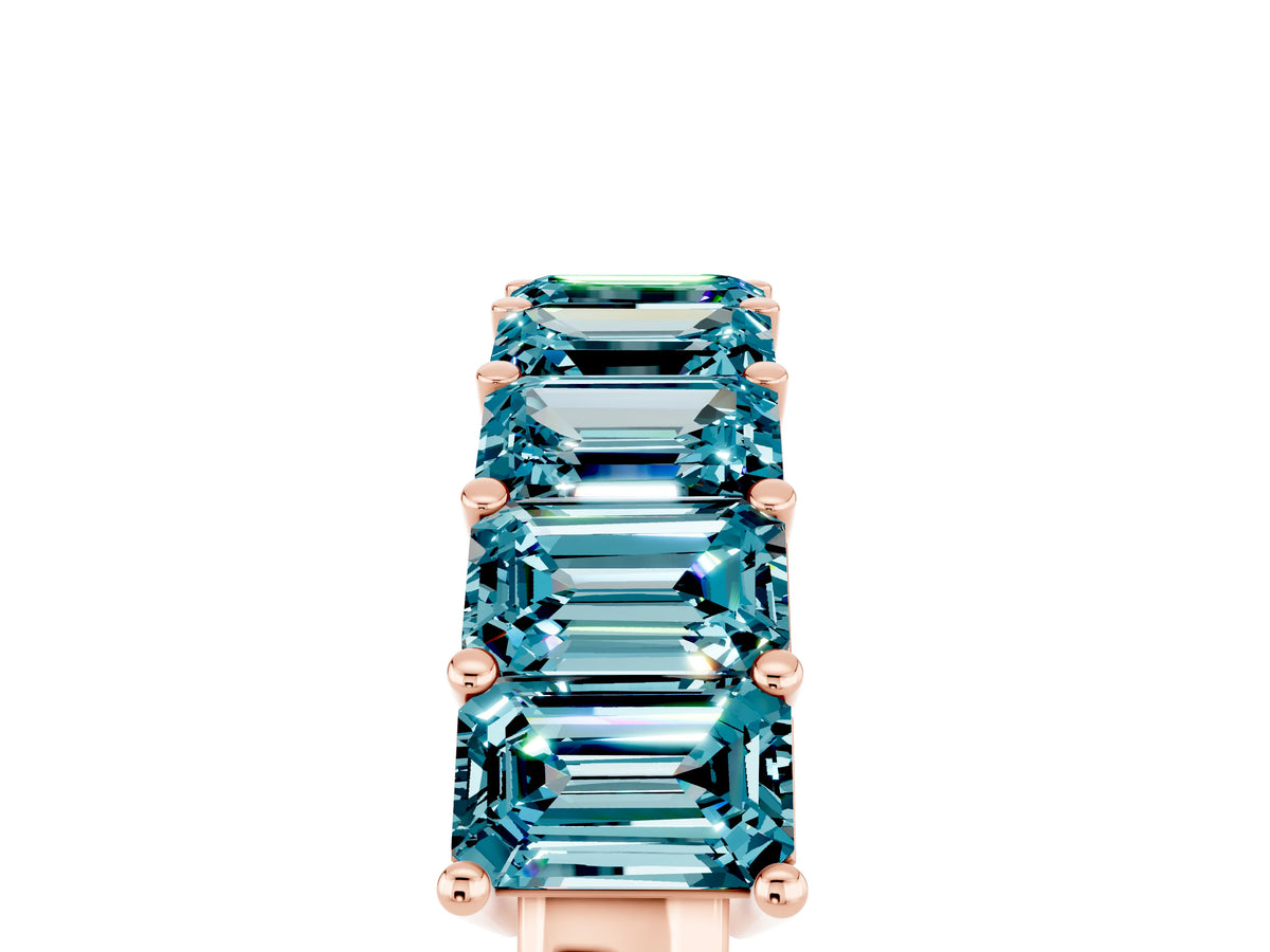 Emerald Cut Blue Topaz Eternity Band in Rose gold with Prong Setting_5