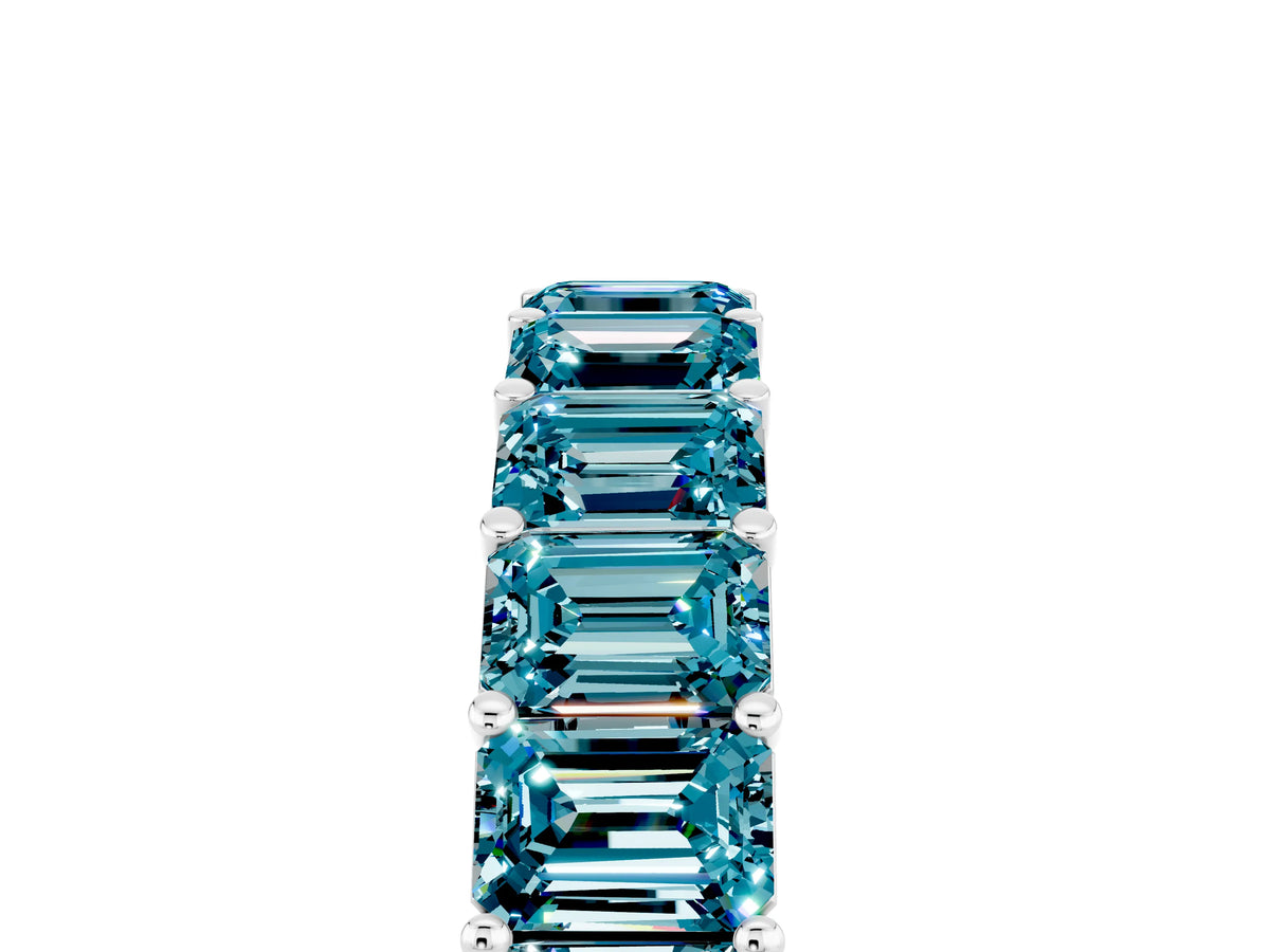 Emerald Cut Blue Topaz Eternity Band in Silver with Aligned Shared Prong Setting_5