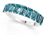 Emerald Cut Blue Topaz Eternity Band in Silver with Prong Setting_1