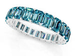Emerald Cut Blue Topaz Eternity Band in White gold with Aligned Shared Prong Setting_1