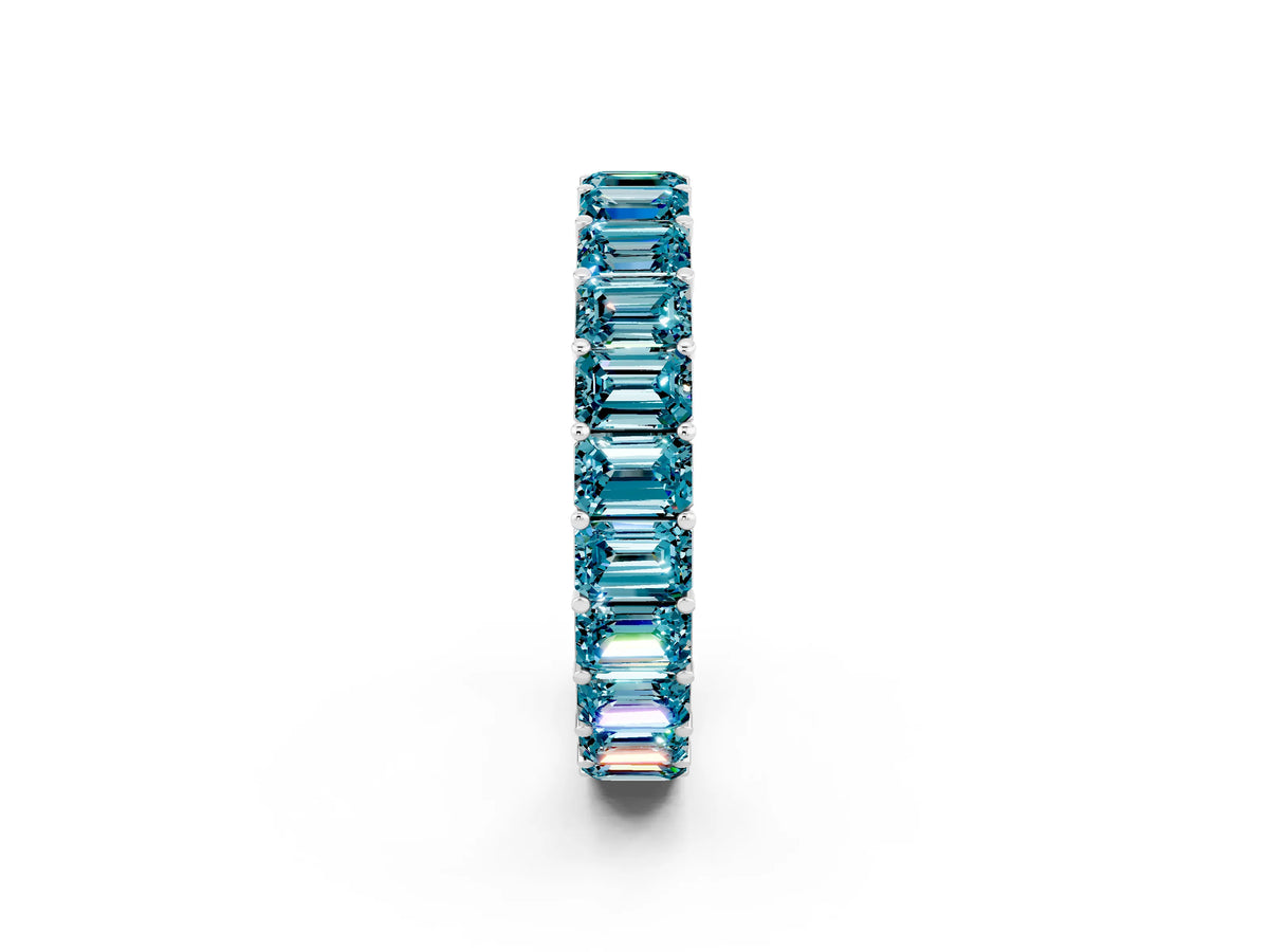 Emerald Cut Blue Topaz Eternity Band in White gold with Aligned Shared Prong Setting_2