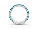 Emerald Cut Blue Topaz Eternity Band in White gold with Aligned Shared Prong Setting_3