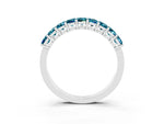 Emerald Cut Blue Topaz Eternity Band in White gold with Prong Setting_3