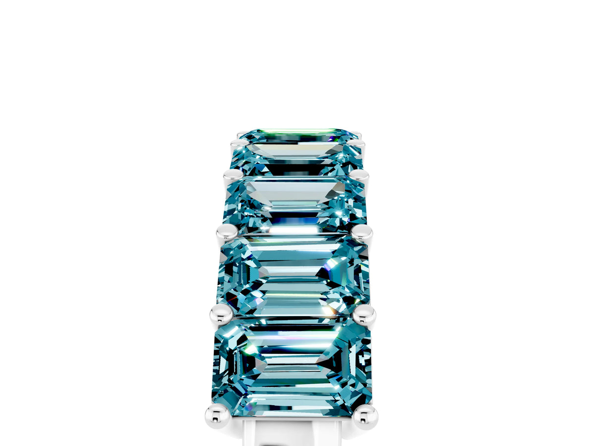 Emerald Cut Blue Topaz Eternity Band in White gold with Prong Setting_5